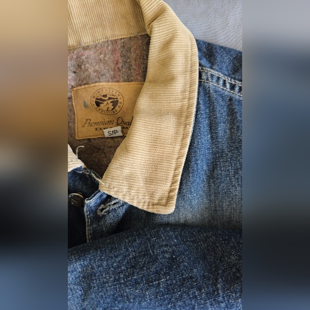 VintageWindRiver Men's Denim Jacket with Tan Corduroy Collar Size S Or Women's M - Picture 13 of 13